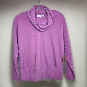 NWT PARALLEL SKIES Size Medium Top Rose Pink Cowl Neck Cozy Fashion Boutique ￼